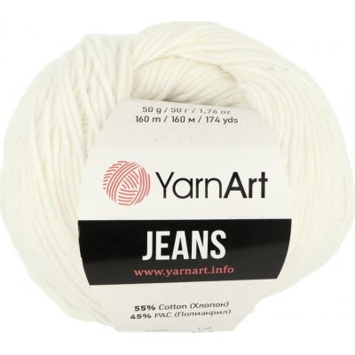 YarnArt Jeans 01 bílá – Zboží Dáma