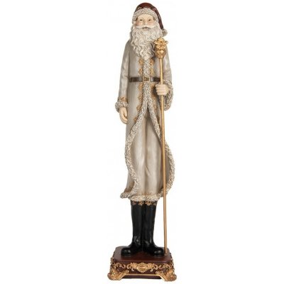 Clayre & Eef Šedá antik vánoční dekorace Santa Claus s holí - 10*10*42 cm – Hledejceny.cz