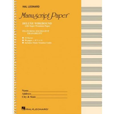 Deluxe Wirebound Super Premium Manuscript Paper Gold Cover Hal Leonard Publishing CorporationSpiral – Zboží Mobilmania