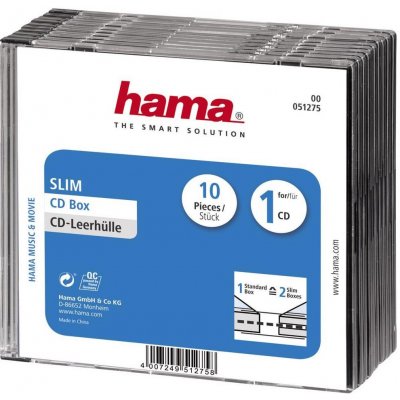 Hama útlý obal na CD 00051275 1 CD/DVD/Blu-Ray transparentní, černá polystyren 10 ks – Hledejceny.cz