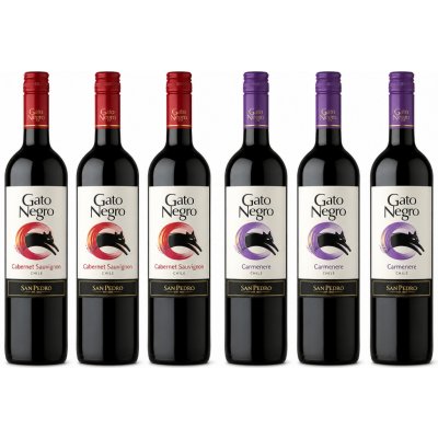 Gato Negro Cabernet Sauvignon 13%3 x 0,75 l a Gato Negro Carmenere 13% 3 x 0,75 l (holá láhev) – Hledejceny.cz