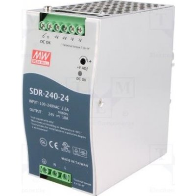 Mean Well SDR-240-24 síťový zdroj na DIN lištu, 24 V/DC, 10 A, 240 W, výstupy 1 x – Zbozi.Blesk.cz