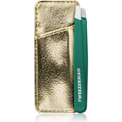 Tweezerman Ready To Celebrate Emerald Shimmer pinzeta se zešikmeným koncem s pouzdrem – Zboží Mobilmania