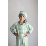 Čepice na spaní bílo šedomodré proužky šedé lemy – Zboží Dáma
