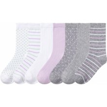 Pepperts Dívčí ponožky s BIO bavlnou, 7 párů bílá/fialová/šedá