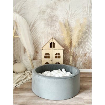 Trinity Velvet Velurový suchý bazének s míčky šedý 90 x 30 cm + 250 míčků – Sleviste.cz