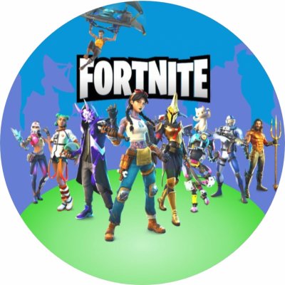 Jedlý tisk FORTNITE ● materiál: FONDÁNOVÝ DECORLIST ✴️, ● velikost: průměr 12 cm ☝ – Zboží Mobilmania