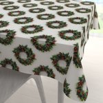 Biante satén čtvercový ubrus LUP-508 Vánoční věnečky na bílém 70x70 cm – Sleviste.cz