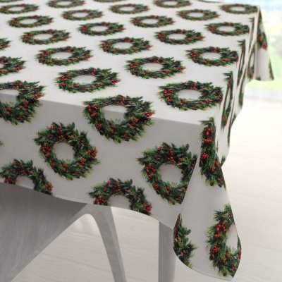 Biante satén čtvercový ubrus LUP-508 Vánoční věnečky na bílém 70x70 cm – Sleviste.cz