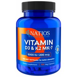 Natios Vitamin D3 & K2 5000 IU & 200 mcg, 100 kapslí