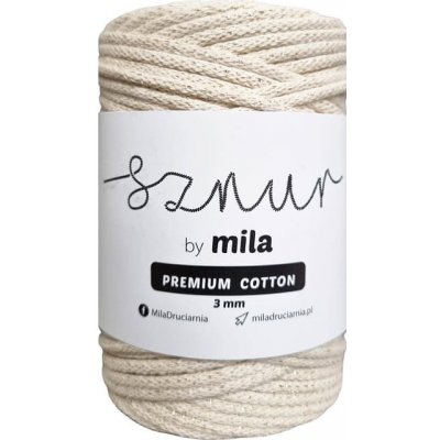 MILA Bavlněná šňůra PREMIUM COTTON 3mm/100m - ECRU ZLATÁ/PCG118 – Zboží Dáma