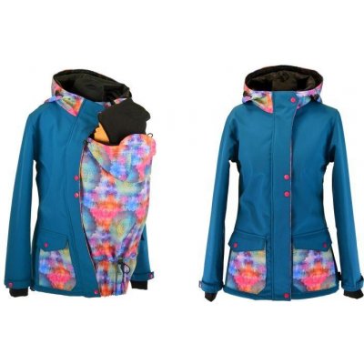 Shara softshellová bunda zimní vsadka se vzorem přední nošení petrolej/duhové mandaly – Sleviste.cz