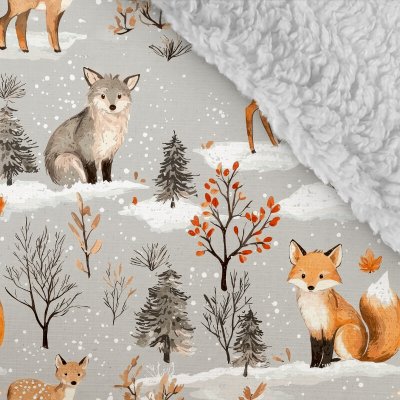 Takoy Softshell zimní s bílým beránkem premium zvířátka šedý les – Hledejceny.cz