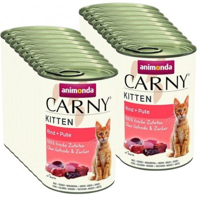 ANIMONDA Cat Carny Kittenhovězí, krůtí srdce 18 x 400 g – Hledejceny.cz
