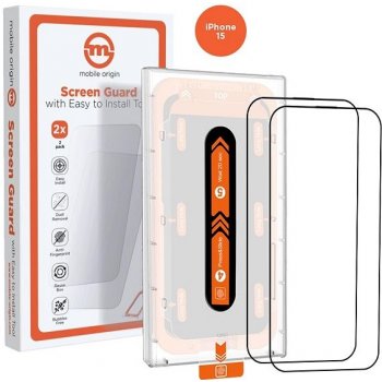 Mobile Origin Orange Screen Guard iPhone 15 2ks s aplikátorem SGA-F-i15-2pk