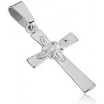 Šperky eshop Stříbrný přívěsek 925 hladký kříž s ozdobným květem uprostřed C27.19 – Zboží Mobilmania