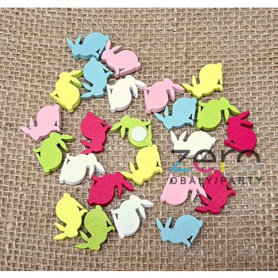 Dekorace dřevěná zajíc samolepicí 24 ks barevná mix – Hledejceny.cz