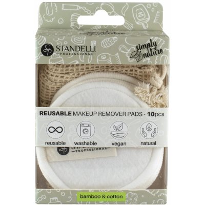 Standelli professional Simply Nature odličovací tampony pratelné z bavlny a bambusu 10 ks
