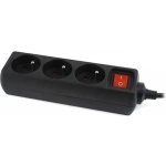 GEMBIRD prodlužovačka 3FR/10A/C14, 0,6m, černá, EG-PSU3F-01 – Sleviste.cz