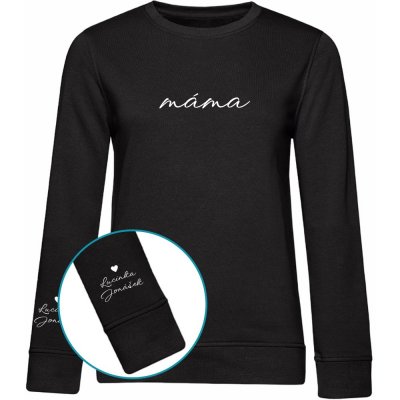Dámská mikina MÁMA CLASSIC a jména dětí na rukávu Černá Bílý – Zboží Dáma
