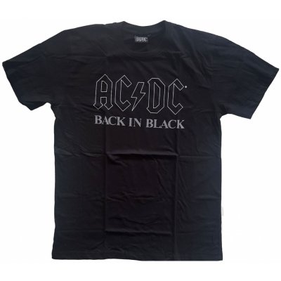 CurePink pánské tričko AC/DC Back In Black [ACDCTS82MB] černá