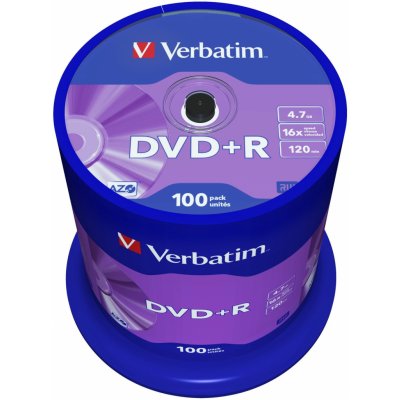 Verbatim DVD+R 4,7GB 16x, spindle, 100ks (43551) – Zboží Živě