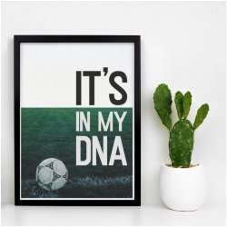 Zelený plagát na stenu s motívom futbalovej DNA zelená A3