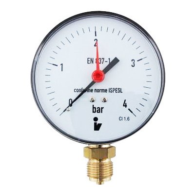 MALGORANI SITEM Manometr (tlakoměr) d100mm 0-4 BAR SPODNÍ vývod 1/2" - voda, vzduch M1004S