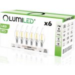 Lumiled 6x LED žárovka E14 7W = 60W 4000K Svíčka FILAMENT – Hledejceny.cz
