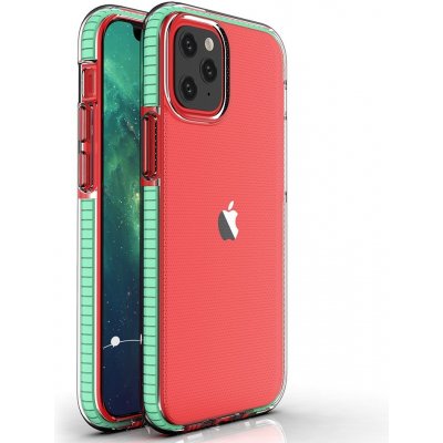 Pouzdro Mezamo Spring Case clear TPU gel protective cover with colorful frame for iPhone 12 Pro / iPhone 12 mint