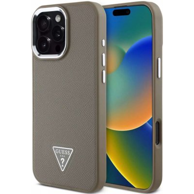 Guess PU Grained Triangle Logo pro iPhone 16 Pro Brown – Sleviste.cz