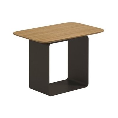 Gloster Odkládací boční stolek nižší Clamp, obdélníkový 54x35x37,5 cm, rám hliník tmavě šedý (meteor), deska leštěný teak – Hledejceny.cz