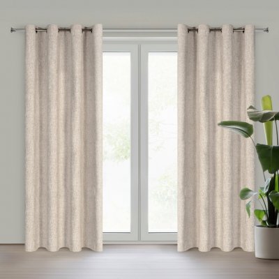 EUROFIRANY ZÁVĚS NA KROUŽCÍCH ADELINA 140X250 CM BÉŽOVÁ – Zboží Mobilmania