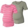 Těhotenské a kojící tričko esmara dámské těhotenské triko s BIO bavlnou 2 kusy olivová/růžová