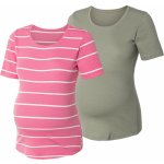esmara dámské těhotenské triko s BIO bavlnou 2 kusy olivová/růžová – Zboží Mobilmania