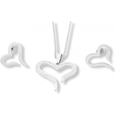 Ewena Stříbrná souprava srdce z chirurgické oceli KM427 – Sleviste.cz