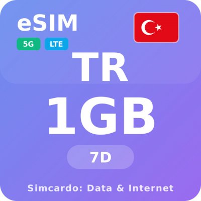 Turecko Mobilní Internet - eSIM 1GB 7 dní datová SIM karta – Zboží Živě