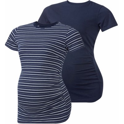 Esmara dámské těhotenské triko 2 kusy pruhy námořnická modrá – Zboží Mobilmania