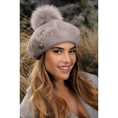Krumlovanka Šedý baret s bambulí Woolmark W-0826/529 – Hledejceny.cz