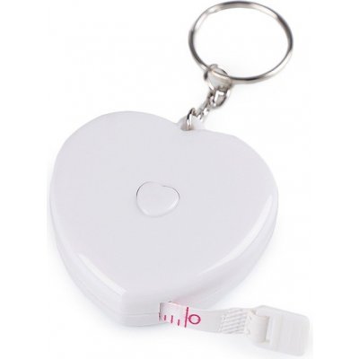 Pro Háčkování Metr krejčovský 150 cm, samonavíjecí, srdce s přívěskem, bílý – Zboží Dáma