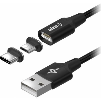 AlzaPower APW-CBMG30020B MagCore 2in1 USB-A to Micro USB/USB-C, 60W, 2m, černý – Zboží Živě
