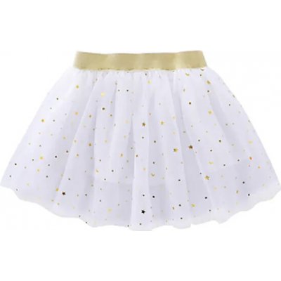 Sukně Luliu bílá třpytky a zlatý pásek OP578 – Zboží Dáma