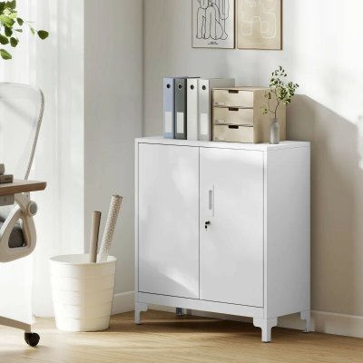 Homcom Kancelářská uzamykatelná víceúčelová skříň, 80 x 35 x 91 cm bílá – Zboží Dáma