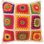 J-Line by Jolipa Pestrobarevný háčkovaný polštář v Boho stylu Croche 45x15x45 – Zboží Dáma