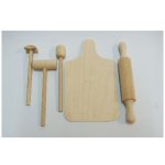 Teddies kuchyňské nádobí prkénko váleček palička dřevo v krabici 40x30x4,5cm – Zboží Mobilmania