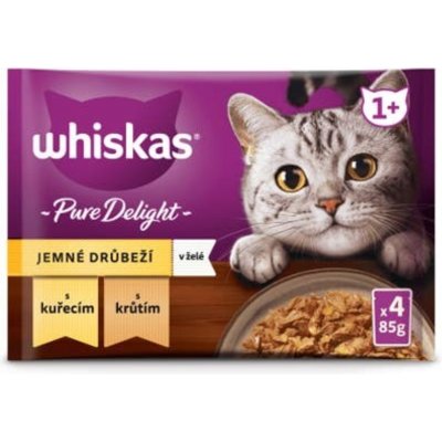Whiskas Pure Delight drůbeží výběr v želé pro dospělé kočky 4 x 85 g