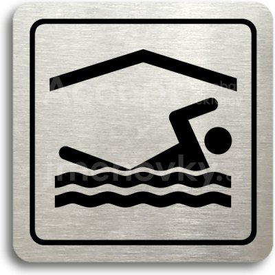 ACCEPT Piktogram bazén krytý - stříbrná tabulka - černý tisk – Zboží Mobilmania