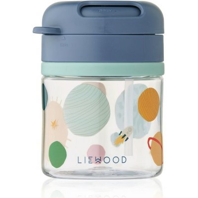 Liewood dětská lahev s brčkem Pavia Universe modrá barva plast 280 ml – Zboží Mobilmania