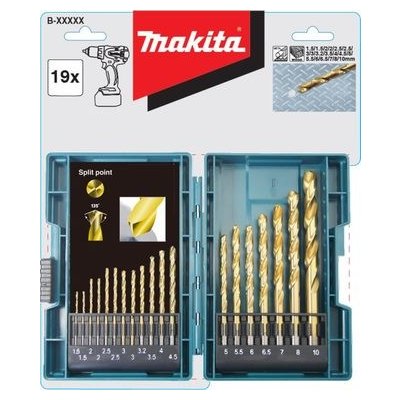 Makita B-67795 / Sada vrtáků HSS-Tin / Průměr 1.5-10 mm / 19 ks (B-67795) – Zboží Mobilmania