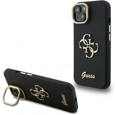 Guess PU Grained 4G Logo Stand Camera Frame pro iPhone 15 Black – Zboží Živě